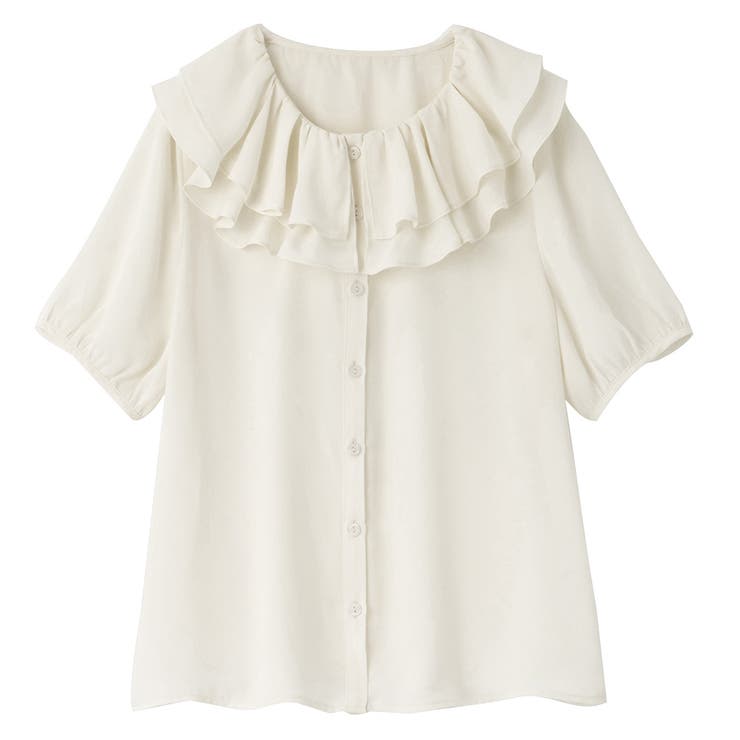 クリーム | ラッフルカラー５分袖ブラウス | alotta