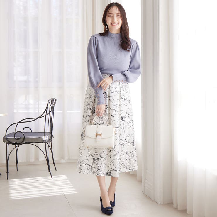 ゴールドボタンパフ袖もっちりニット    | alotta | 詳細画像11 