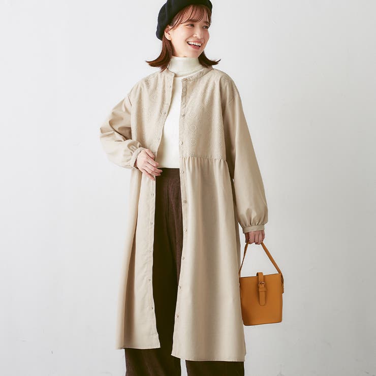 グレージュ | 刺しゅうの大人シャツワンピース | Viola e Viola