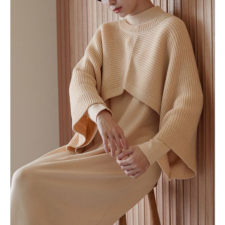 オフベージュ | ボレロ＆ベストの２点セットニットワンピ | Viola e Viola