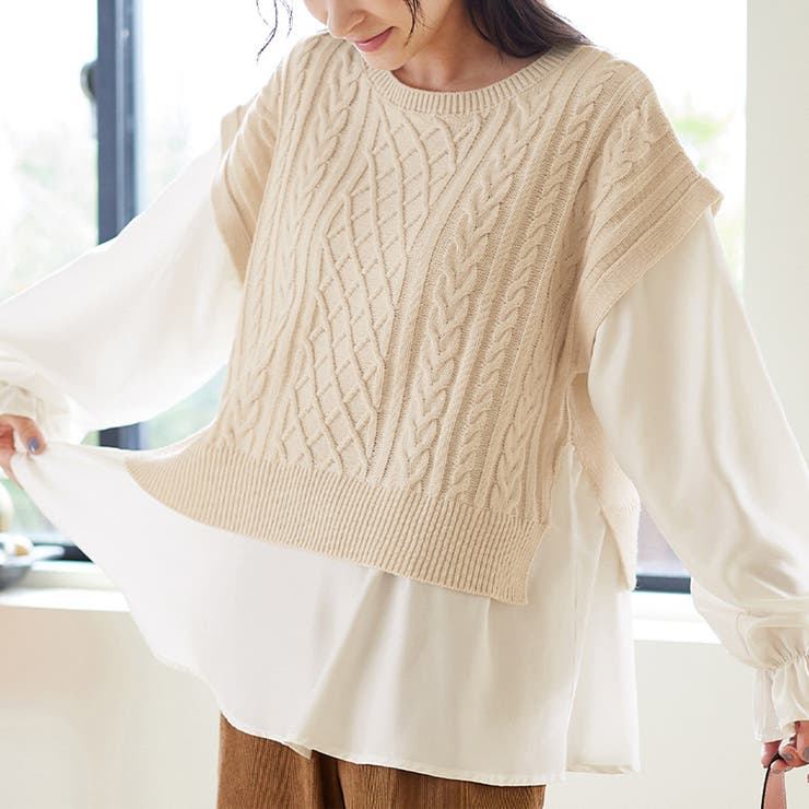 レイヤード風ケーブル編みニットトップス | Viola e Viola | 詳細画像5 