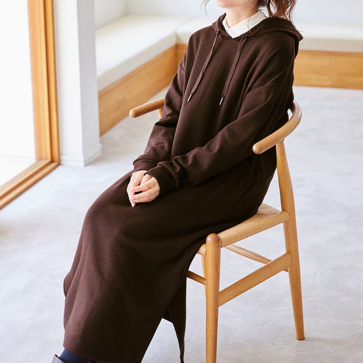 ブラウン | 裏ファーマキシ丈ゆるパーカーワンピース | Viola e Viola