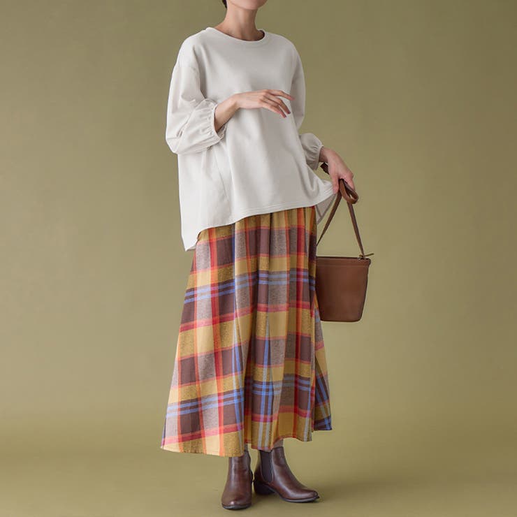 綿混ミニ裏毛異素材切替フレアートップス | Viola e Viola | 詳細画像6 