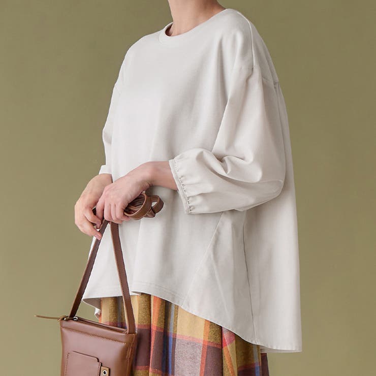 ライトグレー | 綿混ミニ裏毛異素材切替フレアートップス | Viola e Viola