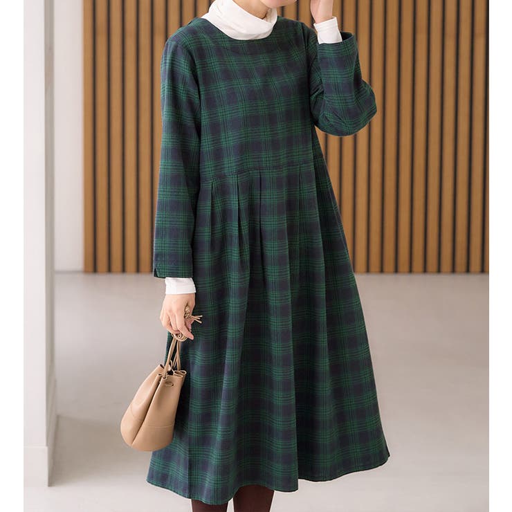 ネイビーグリーン | タック切替ワンピース | Viola e Viola