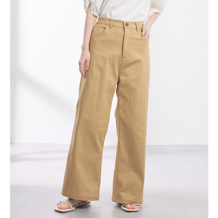 ベージュ | 綿ストレッチワイドパンツ | Viola e Viola