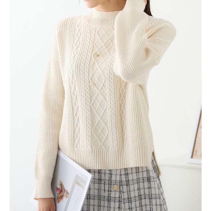 ケーブル柄ハイネックニットプルオーバー | alotta | 詳細画像24 