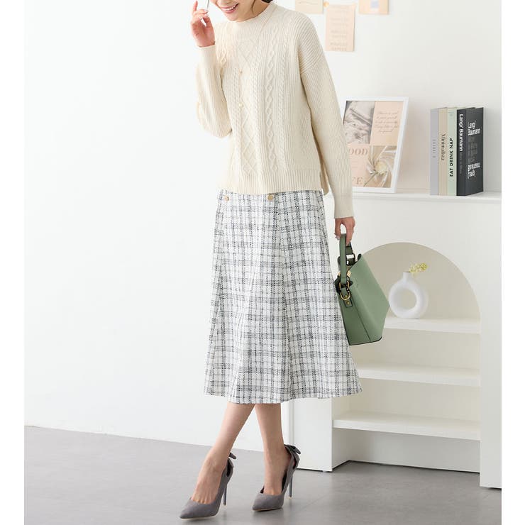 ケーブル柄ハイネックニットプルオーバー[品番：ATTW0007314]｜alotta