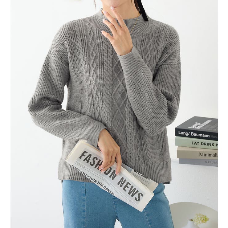 ケーブル柄ハイネックニットプルオーバー | alotta | 詳細画像26 