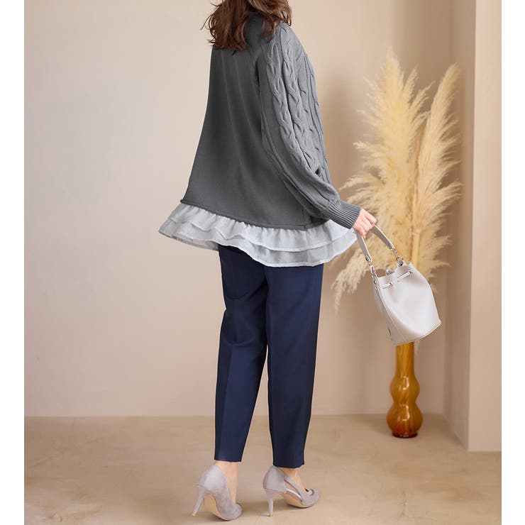 オーガンジー裾フリルケーブル柄ニット | alotta | 詳細画像21 