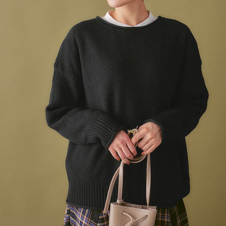 ブラック | 綿１００％鹿の子編みゆるニット | Viola e Viola