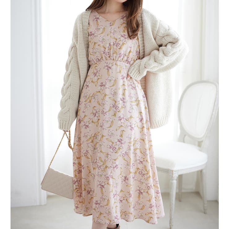 ふんわり裏起毛花柄ワンピース | alotta | 詳細画像15 