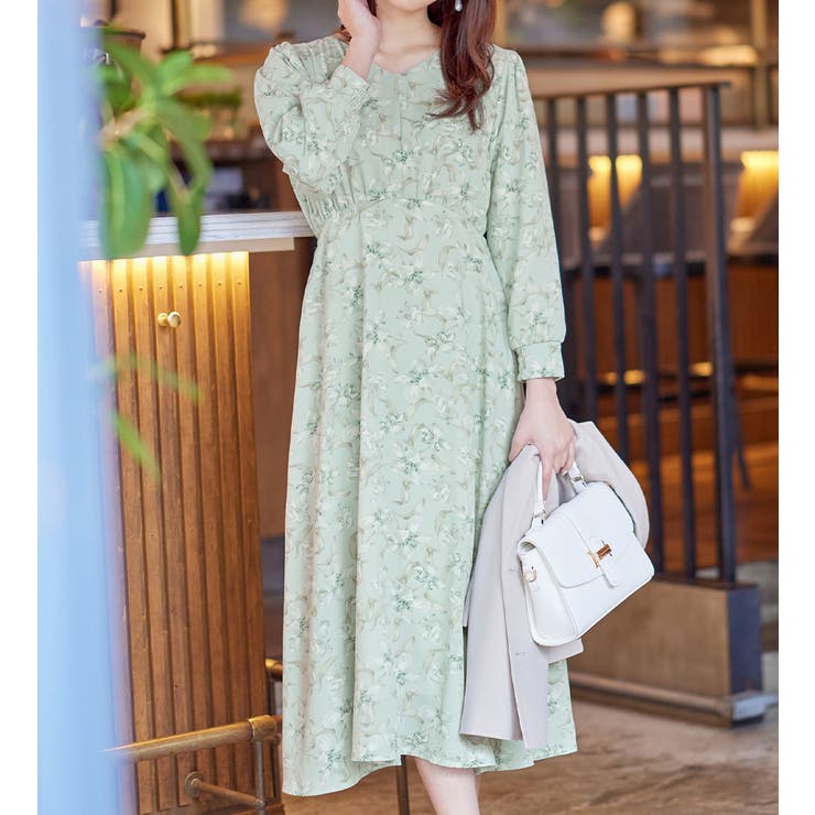 ふんわり裏起毛花柄ワンピース[品番：ATTW0007316]｜alotta（アロッタ