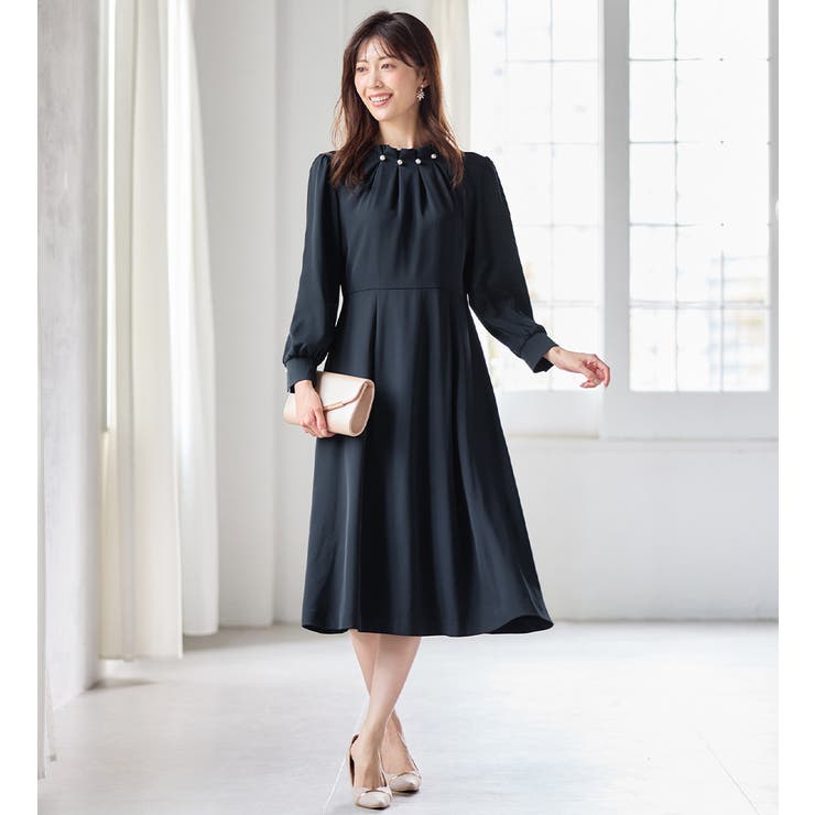 ネックパール調タックフレアーワンピース  | alotta | 詳細画像16 