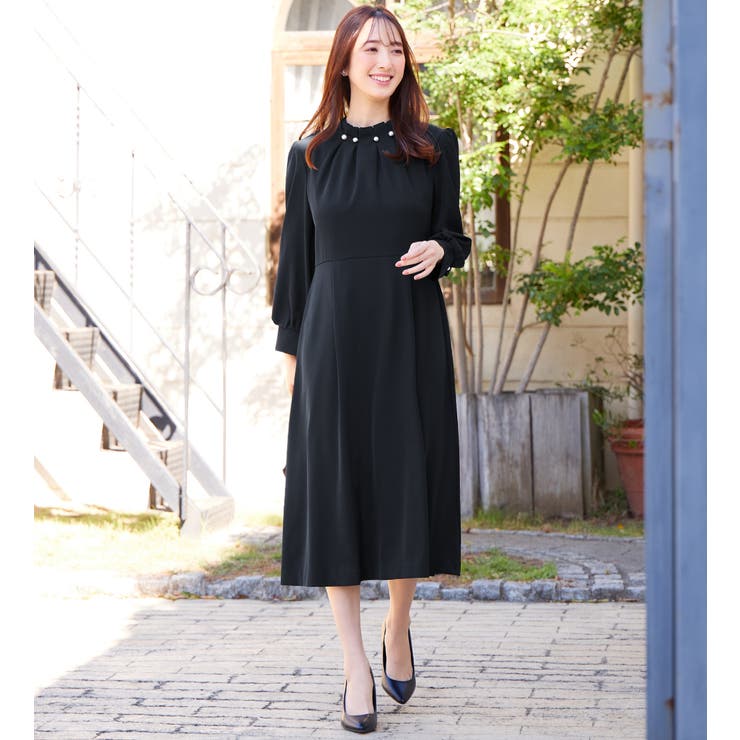 ネックパール調タックフレアーワンピース  | alotta | 詳細画像20 