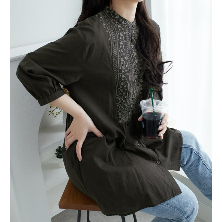 刺しゅうデザインシャツチュニック | Viola e Viola | 詳細画像5 