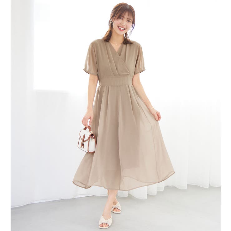 グレージュ | インナー付カシュクールワンピース | alotta