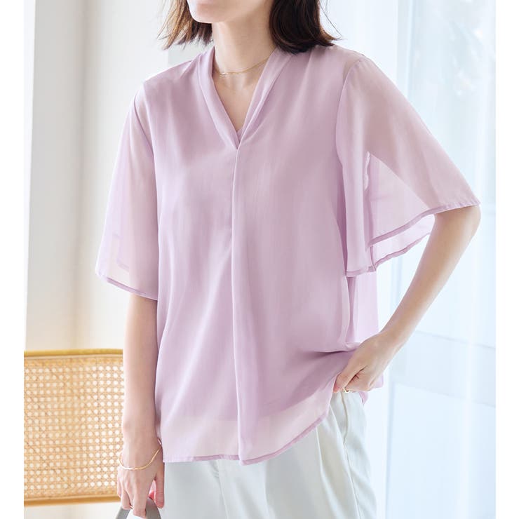 インナー付スキッパーブラウス[品番：ATTW0007213]｜alotta