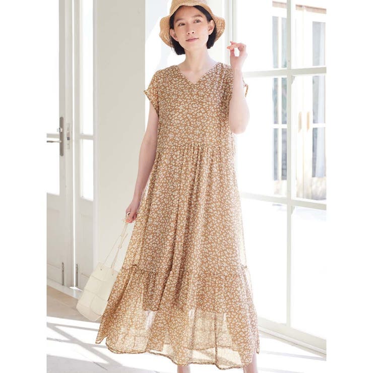 ベージュ花柄 | 【５つの機能付】インナー付ティアードワン | Viola e Viola