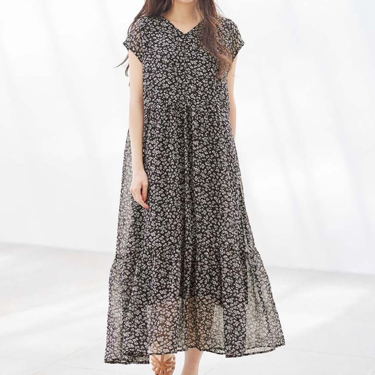 ブラック系花柄 | 【５つの機能付】インナー付ティアードワン | Viola e Viola