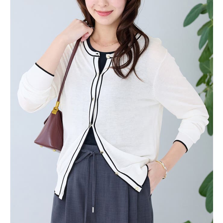 配色サマーニットカーディガン | alotta | 詳細画像7 