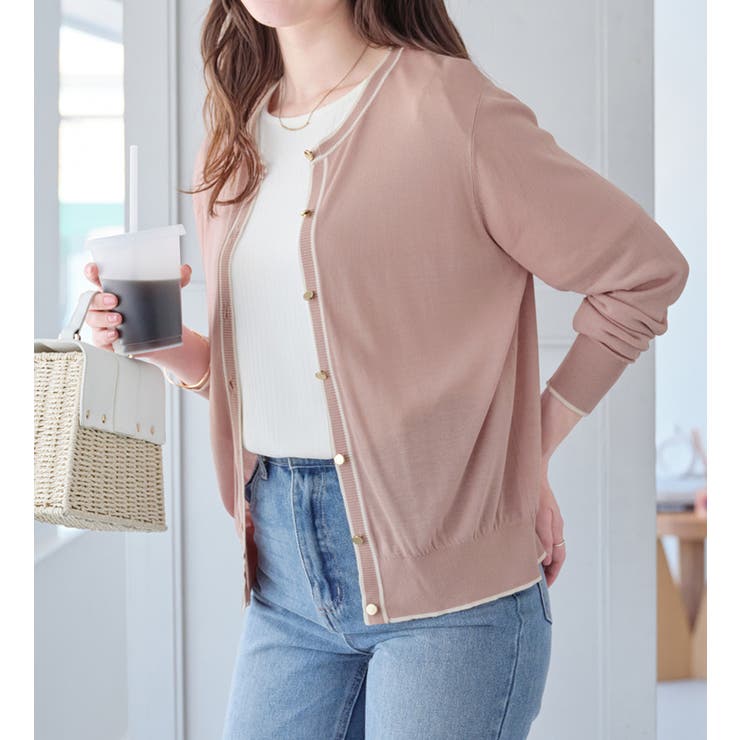 配色サマーニットカーディガン | alotta | 詳細画像4 