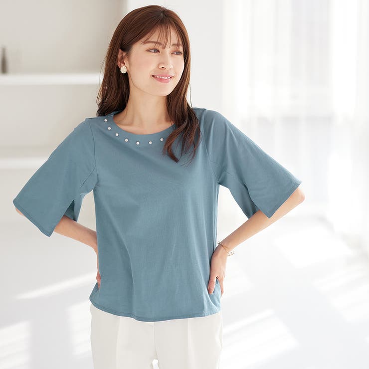 さらひやコットンパール調デザインＴシャツ | alotta | 詳細画像9 