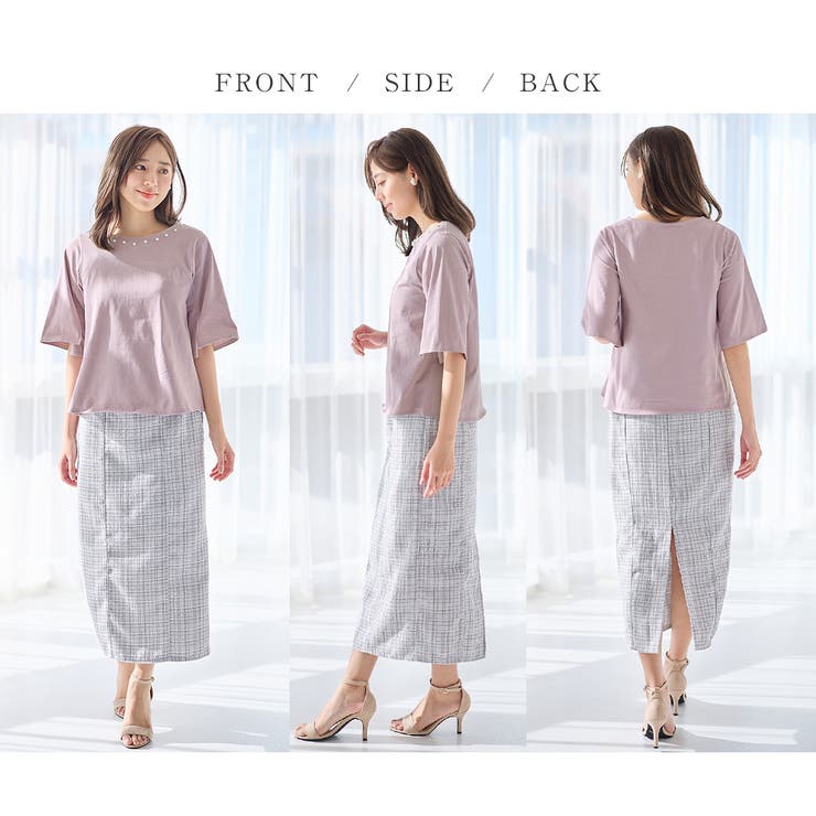 さらひやコットンパール調デザインＴシャツ | alotta | 詳細画像3 