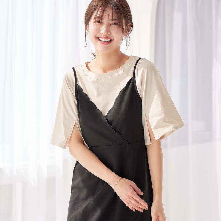 ライトベージュ | さらひやコットンパール調デザインＴシャツ | alotta