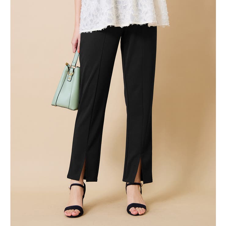 ブラック | フロントスリットイージーレギンスパンツ | alotta