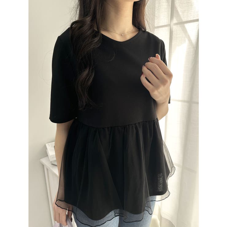 上品チュールペプラムＴシャツ | alotta | 詳細画像1 