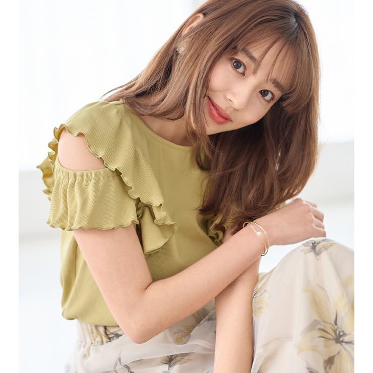 オープンショルダーテレコリブトップス | alotta | 詳細画像7 