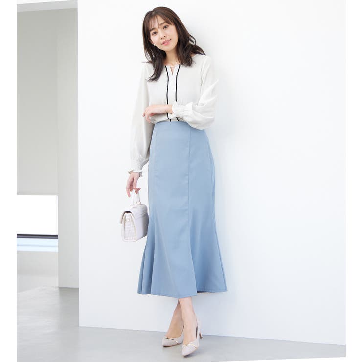 配色デザインシャーリング袖ブラウス | alotta | 詳細画像5 