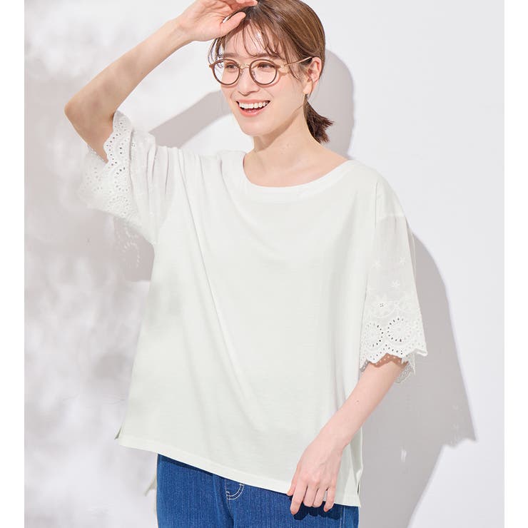 綿１００％袖立体レース切替Ｔシャツ | Viola e Viola | 詳細画像12 