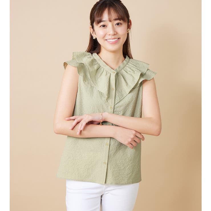 サッカー素材ラッフルブラウス | alotta | 詳細画像11 