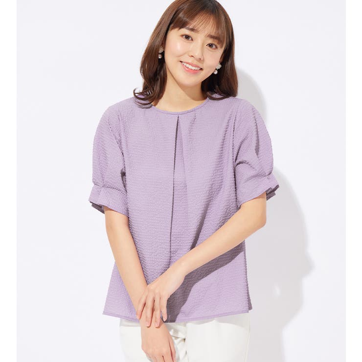 サッカー素材袖タックブラウス | alotta | 詳細画像9 