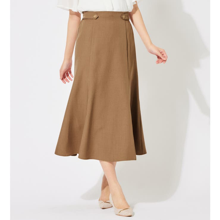 ライトブラウン | 麻調ウエストボタン付マーメイドスカート | alotta