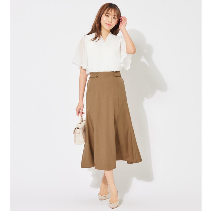 麻調ウエストボタン付マーメイドスカート | alotta | 詳細画像6 