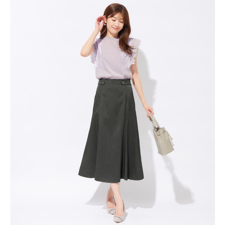 麻調ウエストボタン付マーメイドスカート | alotta | 詳細画像10 