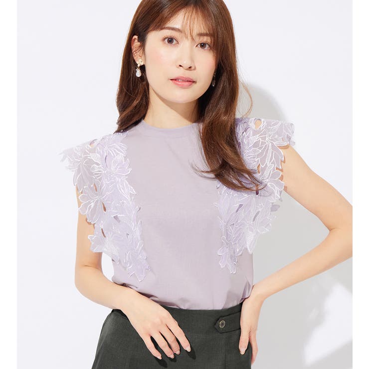袖刺しゅうカットソー[品番：ATTW0007293]｜alotta（アロッタ