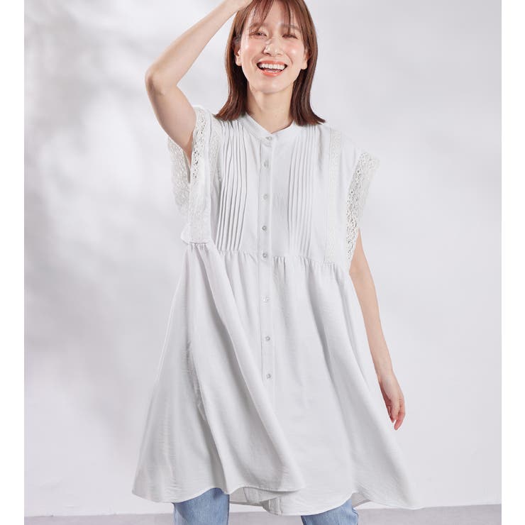 オフホワイト | リネン風ピンタックデザインチュニック   | Viola e Viola