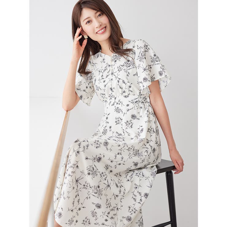 オフホワイト系 | 欲しいが詰まったひんやり花柄ワンピース | alotta