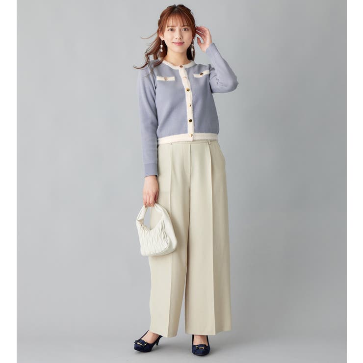 ハスハスページ もっちりタッチフェザー配色ニットカーデ [品番：ATTW0007383]｜alotta