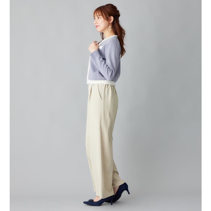 もっちりタッチフェザー配色ニットカーデ [品番：ATTW0007383]｜alotta