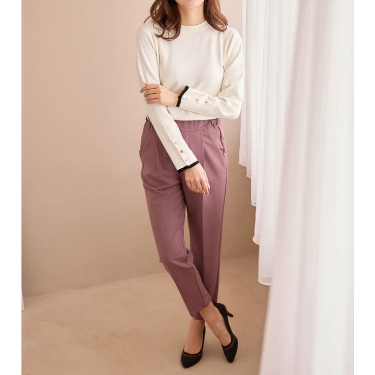 もっちりタッチバイカラー袖金ボタンニット | alotta | 詳細画像8 