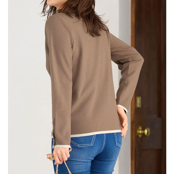 もっちりタッチバイカラー袖金ボタンニット | alotta | 詳細画像11 