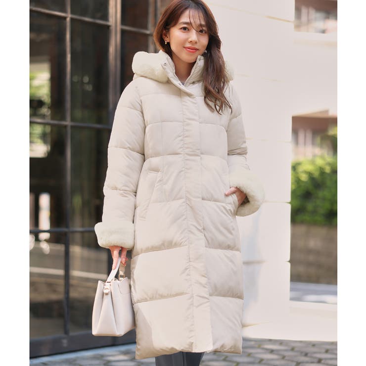 ファー付フェイクダウンロングコート | alotta | 詳細画像12 