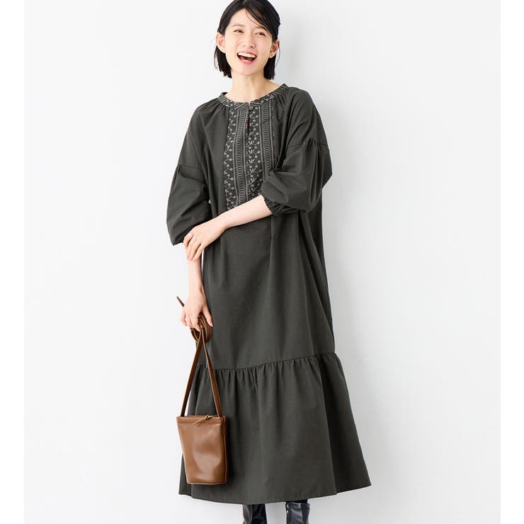 チャコール系 | １枚こなれ刺しゅうカフタンワンピース | Viola e Viola