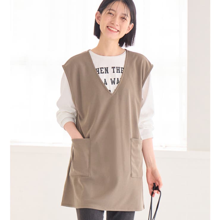 Ｖネックポケット付きロングベスト | Viola e Viola | 詳細画像1 