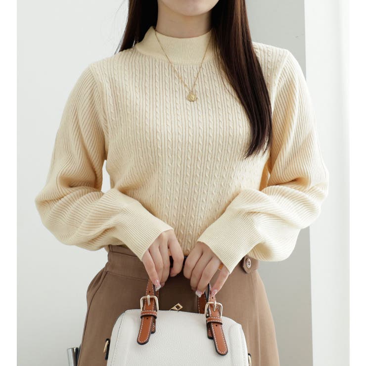 アイボリー | カシミヤタッチミニケーブルニット | alotta